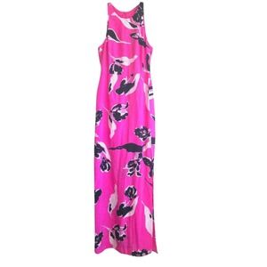 Yumi Kim‎ Small Silk Chelsea Maxi Dress Sleeveless in Neon Pink Tulip Floral